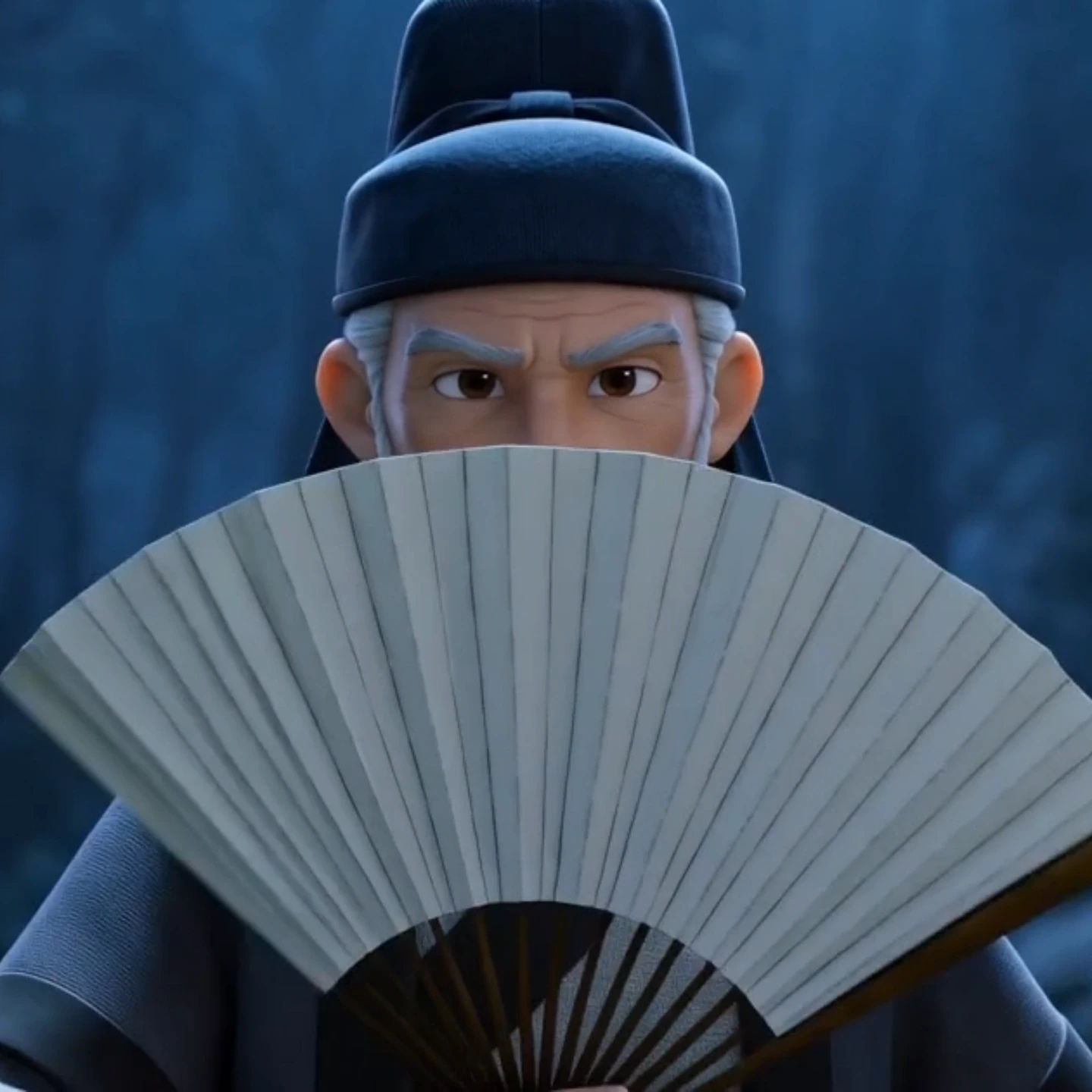 《山河少年》作品封面：持折扇的古装动画人物特写。